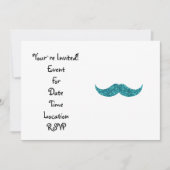 Turquoise glitter mustache kaart (Voorkant)