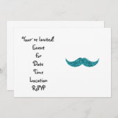 Turquoise glitter mustache kaart (Voorkant / Achterkant)