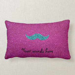 Turquoise glitter mustache kussen