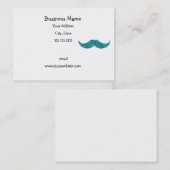 Turquoise glitter mustache visitekaartje (Voorkant / Achterkant)