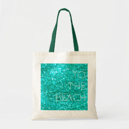 Turquoise Glitter Ocean Beach Bag Tote Bag