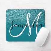 Turquoise Glitter Ombre Glans Monogram Muismat (Met muis)