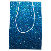 Turquoise Glitter Ombre Sparkles Glam Bat Mitzvah Medium Cadeauzakje (Achterkant)