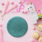 Turquoise glitter papieren bordje (Feest)