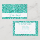 Turquoise Glitter Patroon Uitzicht Visitekaartje (Voorkant / Achterkant)