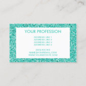 Turquoise Glitter Patroon Uitzicht Visitekaartje (Achterkant)