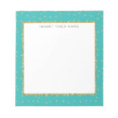 Turquoise & Glitter Personalized Notitieblok 5,5 x (Voorkant)