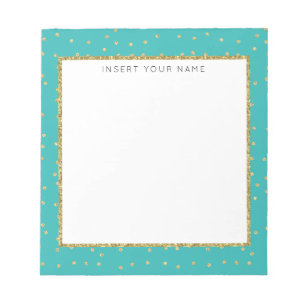 Turquoise & Glitter Personalized Notitieblok 5,5 x