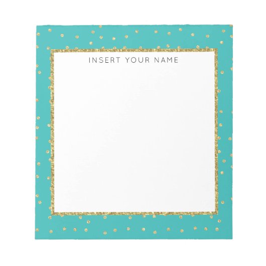 Turquoise & Glitter Personalized Notitieblok 5,5 x (Voorkant)
