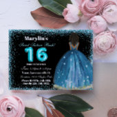 Turquoise Glitter Princess Sweet 16 Folie Balloon Kaart