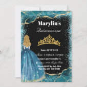 Turquoise Glitter Prinses Quinceañera Ballgown Kaart (Voorkant)