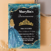 Turquoise Glitter Prinses Quinceañera Ballgown Kaart