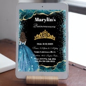 Turquoise Glitter Prinses Quinceañera Ballgown Kaart
