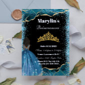 Turquoise Glitter Prinses Quinceañera Tiara Magic Kaart