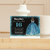 Turquoise Glitter Prinses Sweet 16 Ballgown Kaart