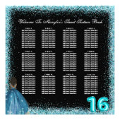 Turquoise Glitter Prinses Sweet 16 Zitkaarten Foto Afdruk (Voorkant)