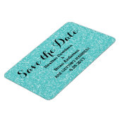 Turquoise Glitter Save the Date Flexi Magnet Magneet (Linkerzijde)