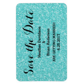 Turquoise Glitter Save the Date Flexi Magnet Magneet (Verticaal)