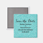 Turquoise Glitter Save the Date Magnet (Voorkant / Achterkant)