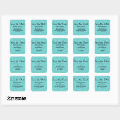 Turquoise Glitter Save the Date Stickers (Vel)