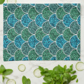 Turquoise Glitter Scales Pattern Theedoek (Gevouwen)