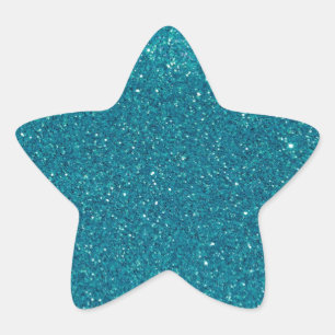 Turquoise glitter schittert ster sticker