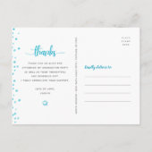 Turquoise glitter script afstuderen navy bedankt briefkaart (Achterkant)