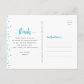 Turquoise glitter script chic afstuderen bedankt briefkaart (Achterkant)