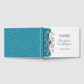 Turquoise Glitter Silver Bling Wedding Guest Book Gastenboek (Volledig)