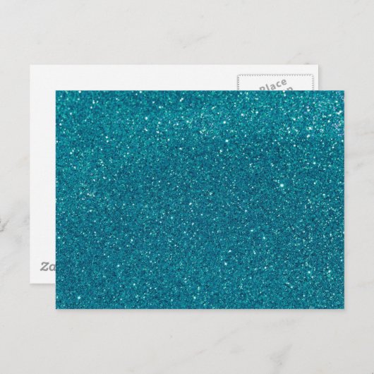 Turquoise Glitter Sparkles Briefkaart (Voorkant / Achterkant)