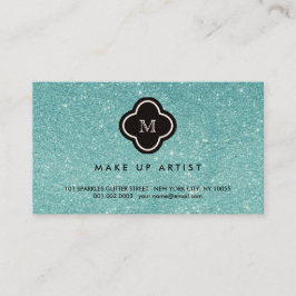 Turquoise Glitter Sparkles Quatrefoil Profile Card Visitekaartje