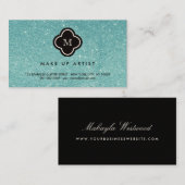 Turquoise Glitter Sparkles Quatrefoil Profile Card Visitekaartje (Voorkant / Achterkant)