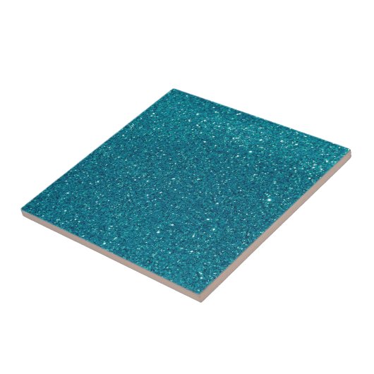 Turquoise Glitter Sparkles Tegeltje (Zijkant)