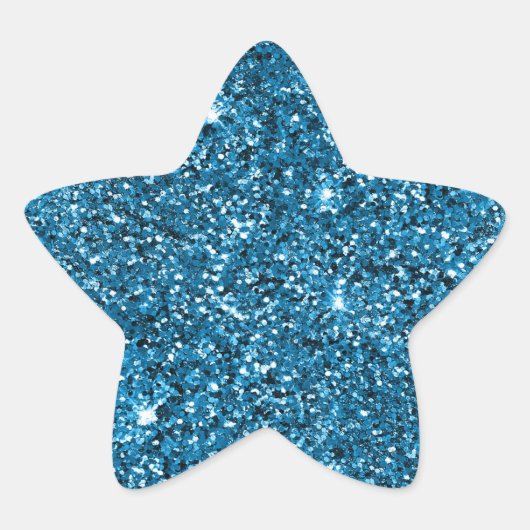 Turquoise Glitter Ster Sticker (Voorkant)