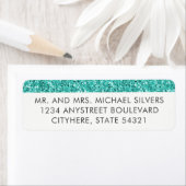Turquoise Glitter Stripe Retouradreslabels Etiket (Insitu)