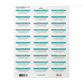 Turquoise Glitter Stripe Retouradreslabels Etiket (Full Sheet)