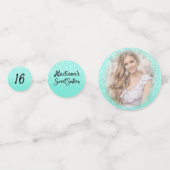 Turquoise Glitter Sweet 16 Party Table Confetti (Voorkanten)