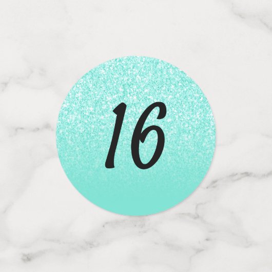 Turquoise Glitter Sweet 16 Party Table Confetti (Kleine voorkant)