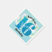Turquoise Glitter Sweet 16 Verjaardag Ballon Scrip Servet (Hoek)