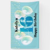 Turquoise Glitter Sweet 16 Verjaardag Ballon Scrip Spandoek (Verticaal)