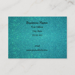 Turquoise glitter visitekaartje