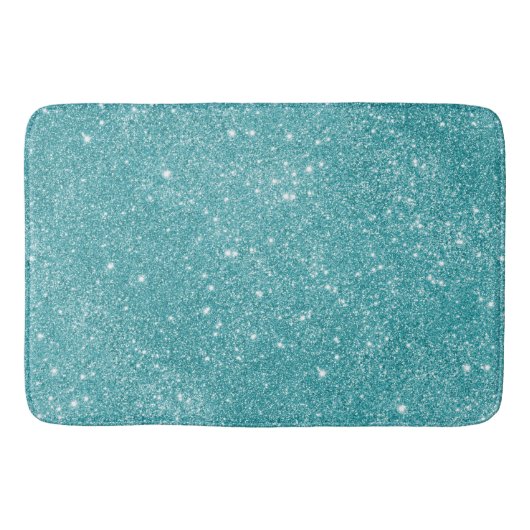 Turquoise Glitter Vonken Badmat (Voorkant)