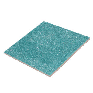 Turquoise Glitter Vonken Tegeltje