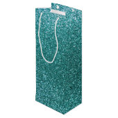 Turquoise glitter wijn cadeautas (Achterkant Gekanteld)
