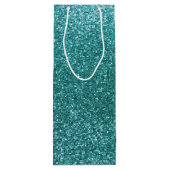 Turquoise glitter wijn cadeautas (Achterkant)
