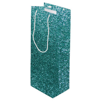 Turquoise glitter wijn cadeautas