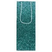 Turquoise glitter wijn cadeautas (Voorkant)