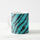 Turquoise Glitter Zebra Print Koffiemok (Voorkant links)