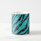 Turquoise Glitter Zebra Print Koffiemok (Center)