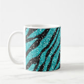 Turquoise Glitter Zebra Print Koffiemok (Links)